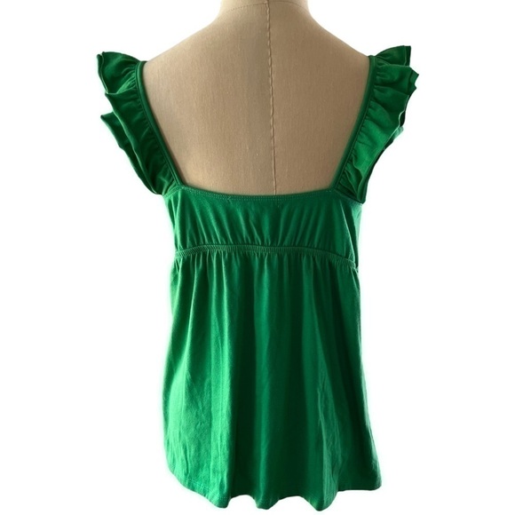 𝅺JULIE’S Closet Romantic Flutter Sleeveless Green Empire Waist Top, Size Small - Picture 4 of 8